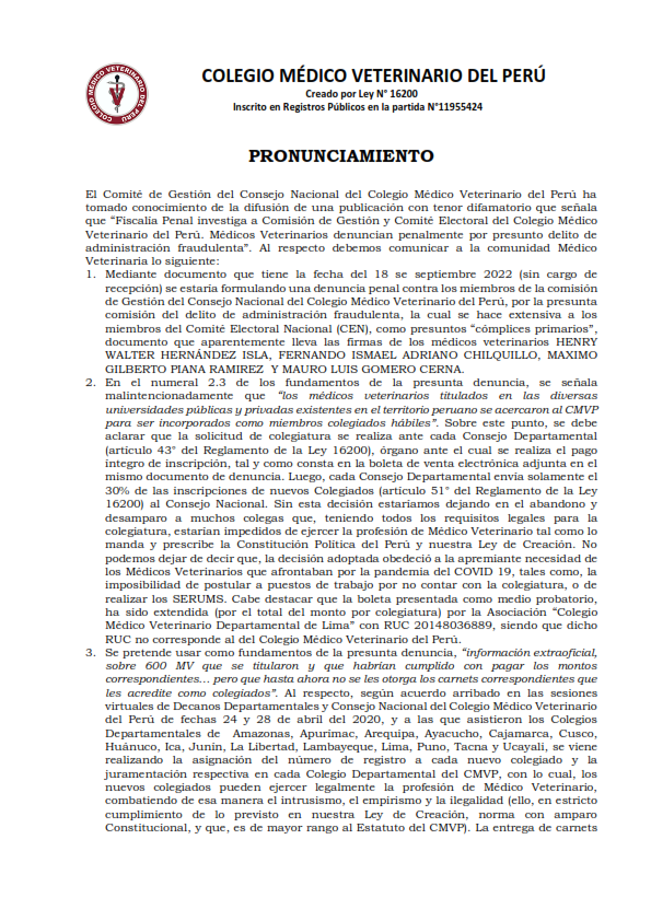 PRONUNCIAMIENTO CMVP denuncia fiscalia_001